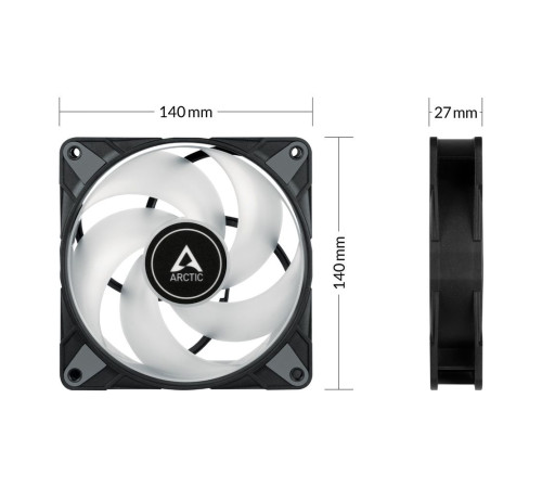 Вентилятор для корпуса Arctic Cooling ARCTIC P14 PWM PST A-RGB, белый/черный (комплект 3 шт.)