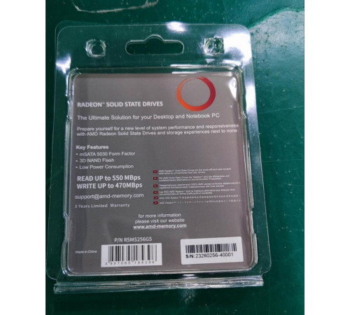 Твердотельный накопитель AMD Radeon R5MS256G5, 256GB, mSATA
