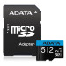 Карта памяти microSDXC 512GB ADATA Premier AUSDX512GUICL10A1-RA1UHS-I Class 10, с адаптером
