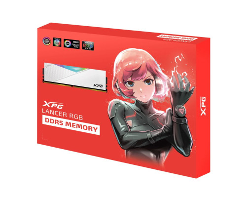 Модуль оперативной памяти ADATA 64GB DDR5 6000 DIMM XPG Lancer RGB 2*32, 1.35V, CL30-40-40, On-Die ECC, Power Management IC, white