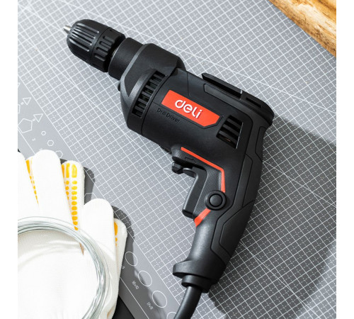 Дрель сетевая Deli DE-DZ10-1E (500Вт, 10мм, 3300 об/мин)