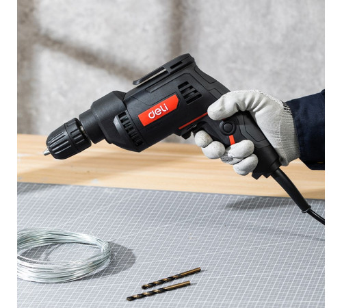 Дрель сетевая Deli DE-DZ10-1E (500Вт, 10мм, 3300 об/мин)