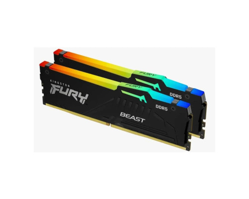 Модуль оперативной памяти Kingston 32GB DDR5 5600 DIMM FURY Beast Black RGB kit 2*16,Non-ECC, CL40, 1.25V, 288-pin RTL Модуль оперативной памяти Kingston 32GB DDR5 5600 DIMM FURY Beast Black RGB kit 2*16,Non-ECC, CL40, 1.25V, 288-pin RTL