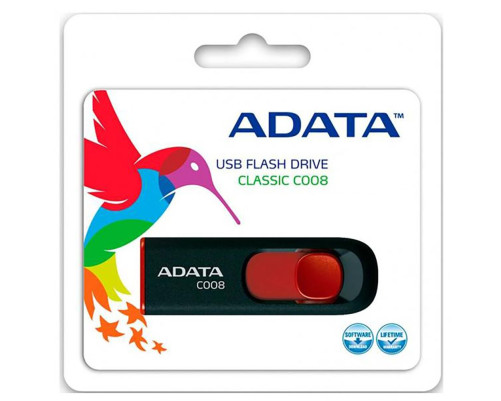 USB накопитель 32GB ADATA C008 USB 2.0, черный/красный