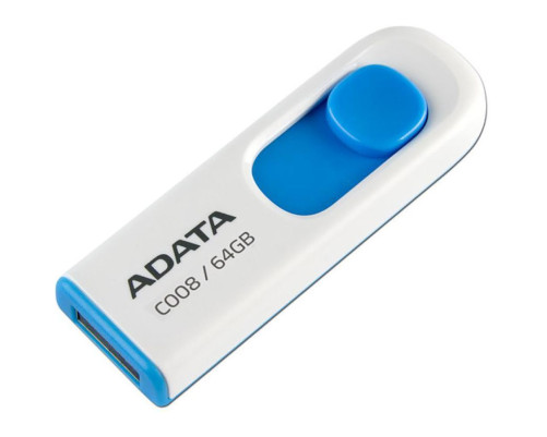 USB накопитель 64GB ADATA C008 USB 2.0, белый/синий