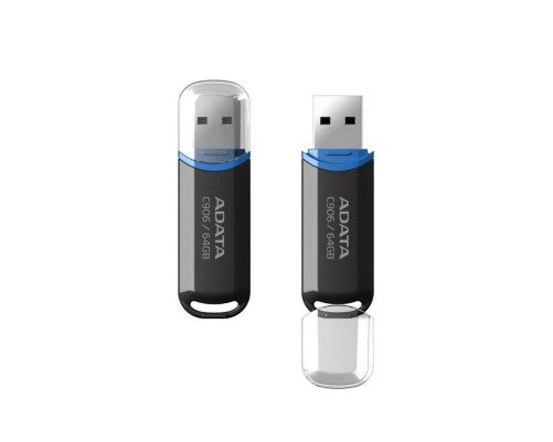 USB накопитель 64GB ADATA C906 USB 2.0, черный/синий USB накопитель 64GB ADATA C906 USB 2.0, черный/синий