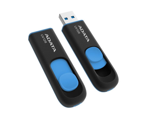 USB накопитель 256GB ADATA UV128 USB 3.0, черный/синий USB накопитель 256GB ADATA UV128 USB 3.0, черный/синий