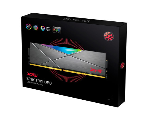 Модуль оперативной памяти ADATA XPG SPECTRIX D50 RGB Grey Gaming Memory AX4U320016G16A-DT50 32GB DDR4 3200 DIMM Non-ECC, CL16, 1.35V, Heat Shield, Kit (2x16GB), RTL (931283) Модуль оперативной памяти ADATA XPG SPECTRIX D50 RGB Grey Gaming Memory AX4U320016G16A-DT50 32GB DDR4 3200 DIMM Non-ECC, CL16, 1.35V, Heat Shield, Kit (2x16GB), RTL (931283)