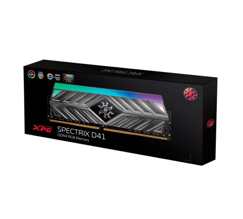 Модуль оперативной памяти XPG 16GB SPECTRIX D41 RGB Grey DDR4 3200Mhz DIMM, CL16, 1.35V, Heat Shield, RTL