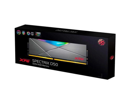 Модуль оперативной памяти ADATA XPG SPECTRIX D50 RGB Grey Gaming Memory AX4U320032G16A-ST50 32GB DDR4 3200 DIMM Non-ECC, CL16, 1.35V, Heat Shield, RTL, (933584) Модуль оперативной памяти ADATA XPG SPECTRIX D50 RGB Grey Gaming Memory AX4U320032G16A-ST50 32GB DDR4 3200 DIMM Non-ECC, CL16, 1.35V, Heat Shield, RTL, (933584)