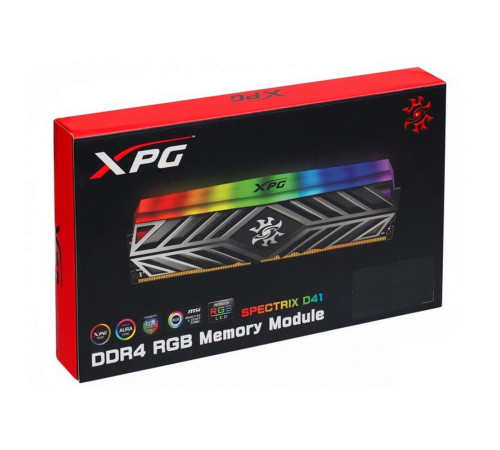 Модуль оперативной памяти XPG 16GB SPECTRIX D41 RGB Grey DDR4 3200Mhz DIMM, CL16, 1.35V, Heat Shield, Kit (2x8GB), RTL