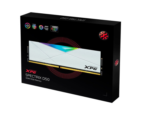 Модуль оперативной памяти ADATA XPG SPECTRIX D50 RGB White Gaming Memory AX4U32008G16A-DW50 16GB DDR4 3200 DIMM Non-ECC, CL16, 1.35V, Heat Shield, Kit (2x8GB), RTL, (931030) Модуль оперативной памяти ADATA XPG SPECTRIX D50 RGB White Gaming Memory AX4U32008G16A-DW50 16GB DDR4 3200 DIMM Non-ECC, CL16, 1.35V, Heat Shield, Kit (2x8GB), RTL, (931030)