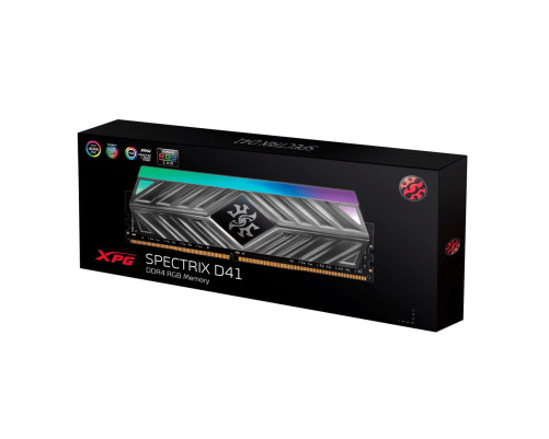 Модуль оперативной памяти ADATA XPG SPECTRIX D41 RGB Grey Gaming Memory AX4U32008G16A-ST41 8GB DDR4 3200 DIMM Non-ECC, CL16, 1.35V, Heat Shield, RTL, (930958) Модуль оперативной памяти ADATA XPG SPECTRIX D41 RGB Grey Gaming Memory AX4U32008G16A-ST41 8GB DDR4 3200 DIMM Non-ECC, CL16, 1.35V, Heat Shield, RTL, (930958)
