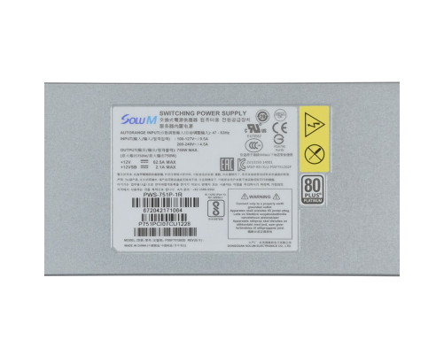 Блок питания 750 Вт Supermicro PWS-751P-1R Блок питания 750 Вт Supermicro PWS-751P-1R