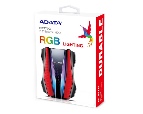 Жесткий диск внешний 1TB ADATA HD770G, RGB, черный/красный Жесткий диск внешний 1TB ADATA HD770G, RGB, черный/красный