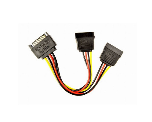 Кабель питания SATA Cablexpert, 15pin (M)/2x15pin(F), 0.15 м