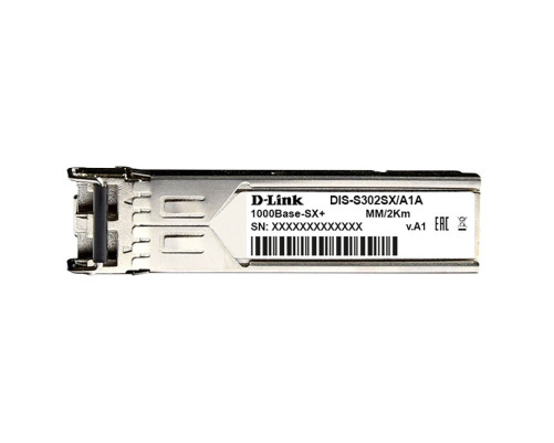 Трансивер D-Link S302SX/A1A, SFP, 1000Base-SX+ для многомодового оптического кабеля, 2 км