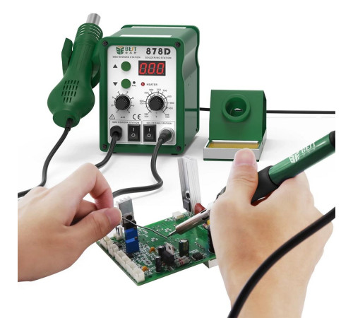 Паяльная станция BST-878D  2в1, LED-дисплей, 100-450С, 700Вт