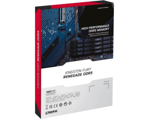 Модуль оперативной памяти Kingston 64GB DDR5 6400 FURY Renegade Silver/Black XMP Non-ECC Unbuffered DIMM (Kit 2*32gb) 2RX8 32-39-39 1.4V 288-pin 16Gbit