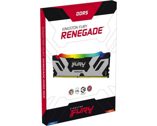 Модуль оперативной памяти Kingston 64GB DDR5 6400 FURY Renegade Silver/Black RGB XMP Non-ECC Unbuffered DIMM (Kit 2*32gb) 2RX8 32-39-39 1.4V 288-pin 16Gbit