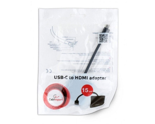 Переходник Cablexpert USB Type-C/HDMI, черный, 0.15 м Переходник Cablexpert USB Type-C/HDMI, черный, 0.15 м