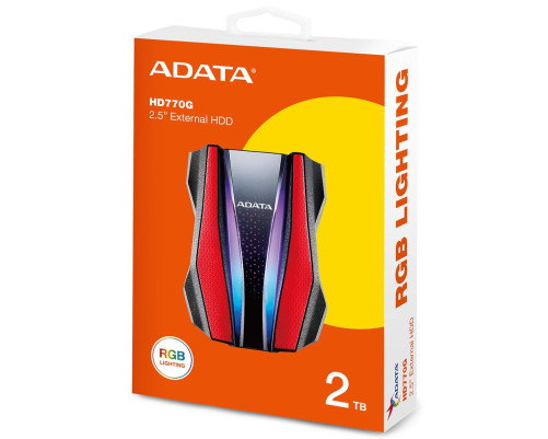 Жесткий диск внешний 2TB ADATA HD770G, RGB, черный