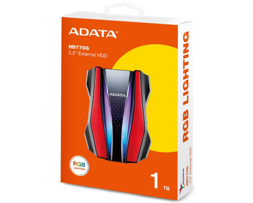 Жесткий диск внешний 1TB ADATA HD770G, RGB, черный/красный Жесткий диск внешний 1TB ADATA HD770G, RGB, черный/красный