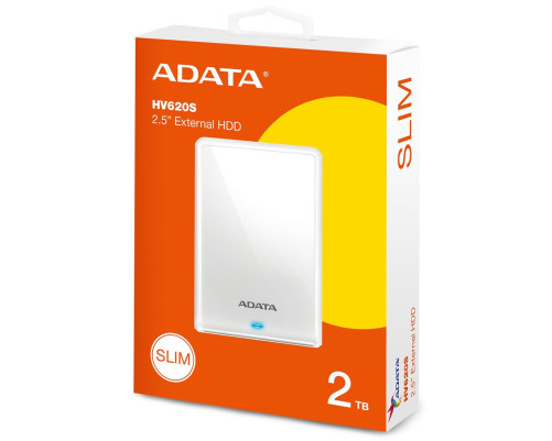 Внешний жесткий диск 2ТВ ADATA HV620, USB 3.1, белый