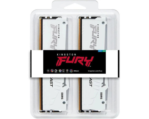 Модуль оперативной памяти Kingston 32GB FURY Beast White RGB EXPO 5200Mhz DDR5 CL36 DIMM (Kit of 2) Модуль оперативной памяти Kingston 32GB FURY Beast White RGB EXPO 5200Mhz DDR5 CL36 DIMM (Kit of 2)