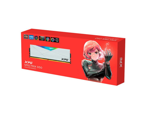 Модуль оперативной памяти ADATA 8GB DDR4 3600 DIMM XPG SPECTRIX D50 RGB Gaming Memory CL18-22-22, white, 1.35V Модуль оперативной памяти ADATA 8GB DDR4 3600 DIMM XPG SPECTRIX D50 RGB Gaming Memory CL18-22-22, white, 1.35V