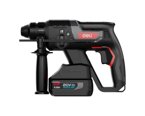Перфоратор аккумуляторный Deli DE-DC20-2D4 (2 АКБ*4Ач + ЗУ, 20V, SDS PLUS, 2Дж, 4750уд/мин, 1350об/мин, кейс) Перфоратор аккумуляторный Deli DE-DC20-2D4 (2 АКБ*4Ач + ЗУ, 20V, SDS PLUS, 2Дж, 4750уд/мин, 1350об/мин, кейс)