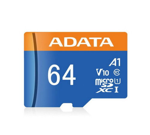 Карта памяти microSDXC 64GB ADATA Premier AUSDX64GUICL10A1-RA1 UHS-I Class 10/V10 A1, с адаптером