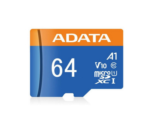 Карта памяти microSDXC 64GB ADATA Premier AUSDX64GUICL10A1-RA1 UHS-I Class 10/V10 A1, с адаптером Карта памяти microSDXC 64GB ADATA Premier AUSDX64GUICL10A1-RA1 UHS-I Class 10/V10 A1, с адаптером