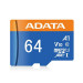 Карта памяти microSDXC 64GB ADATA Premier AUSDX64GUICL10A1-RA1 UHS-I Class 10/V10 A1, с адаптером