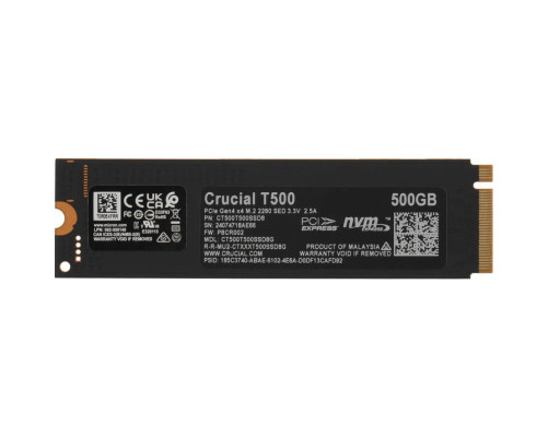 Твердотельный накопитель Crucial T500 CT500T500SSD8, 500GB, M.2 2280 Твердотельный накопитель Crucial T500 CT500T500SSD8, 500GB, M.2 2280