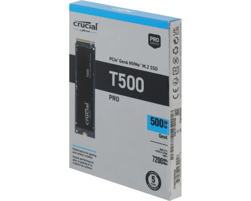Твердотельный накопитель Crucial T500 CT500T500SSD8, 500GB, M.2 2280 Твердотельный накопитель Crucial T500 CT500T500SSD8, 500GB, M.2 2280