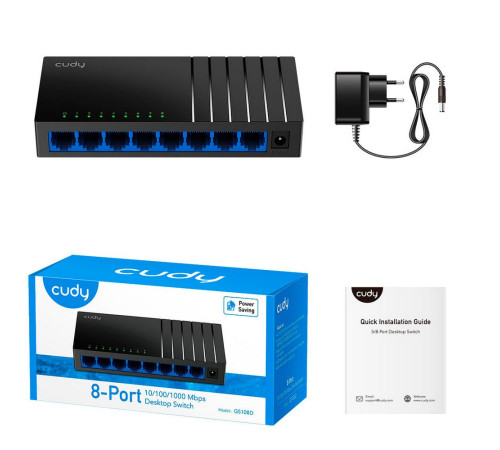 Коммутатор CUDY GS108D, черный