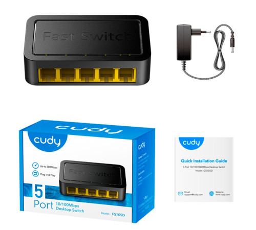 Коммутатор CUDY FS105D, черный