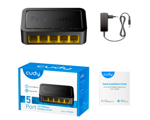 Коммутатор CUDY FS105D, черный