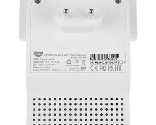 Усилитель/повторитель Wi-Fi CUDY RE1800, белый