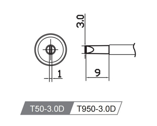 Жало со встроенным нагревателем , T50-3.0D Жало со встроенным нагревателем , T50-3.0D