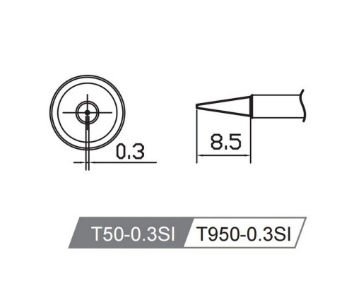 Жало со встроенным нагревателем , T50-0.3SI Жало со встроенным нагревателем , T50-0.3SI
