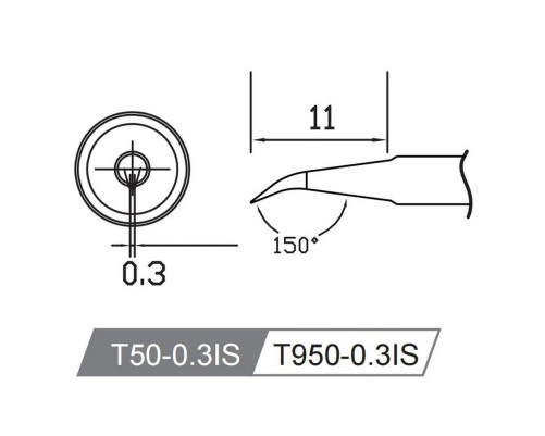 Жало со встроенным нагревателем , T50-0.3IS Жало со встроенным нагревателем , T50-0.3IS