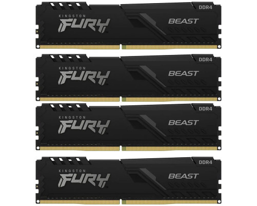 Модуль оперативной памяти Kingston 32GB Kingston DDR4 3200 DIMM FURY Beast Black Gaming Memory KF432C16BBK4/32 Non-ECC, CL16, 1.35V, KF432C16BBK4/32 1Gx8 (Kit of 4), RTL