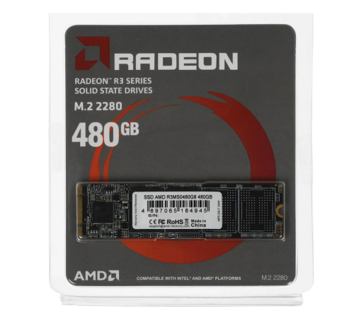 Твердотельный накопитель AMD Radeon R3, 480GB, M.2(22x80mm)