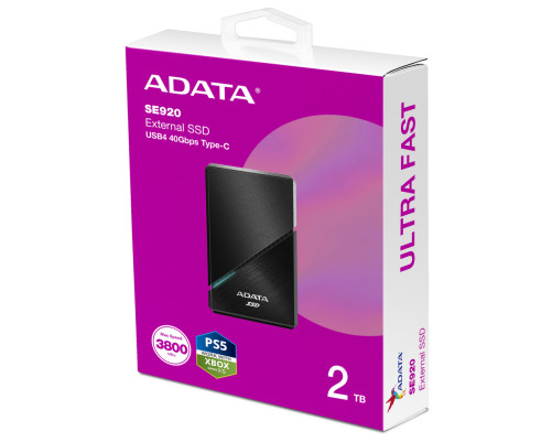 Внешний накопитель SSD 2TB ADATA SE920, USB 4, черный Внешний накопитель SSD 2TB ADATA SE920, USB 4, черный