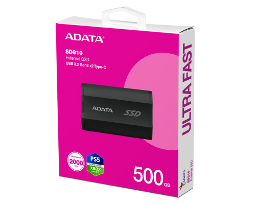 Внешний накопитель SSD 500GB ADATA SD810, USB 3.2, черный Внешний накопитель SSD 500GB ADATA SD810, USB 3.2, черный