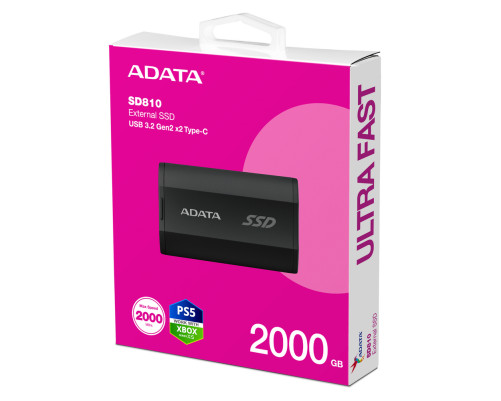 Внешний накопитель SSD 2TB ADATA SD810, USB 3.2, черный Внешний накопитель SSD 2TB ADATA SD810, USB 3.2, черный