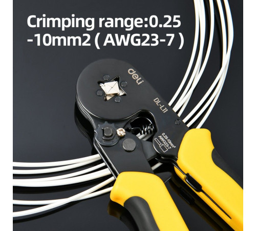 Пресс-клещи квадратные Deli DL-L11 для обжима наконечников 0,25-10 кв.мм