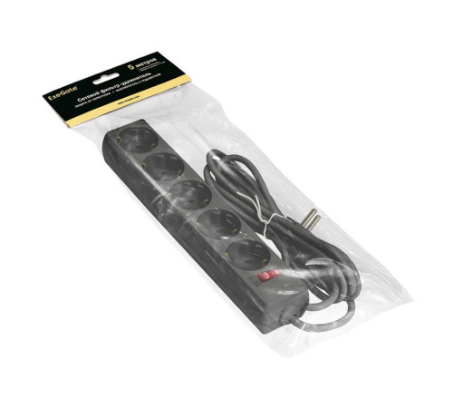 Сетевой фильтр ExeGate SP-5-5B, 5 розеток, 5 м, черный